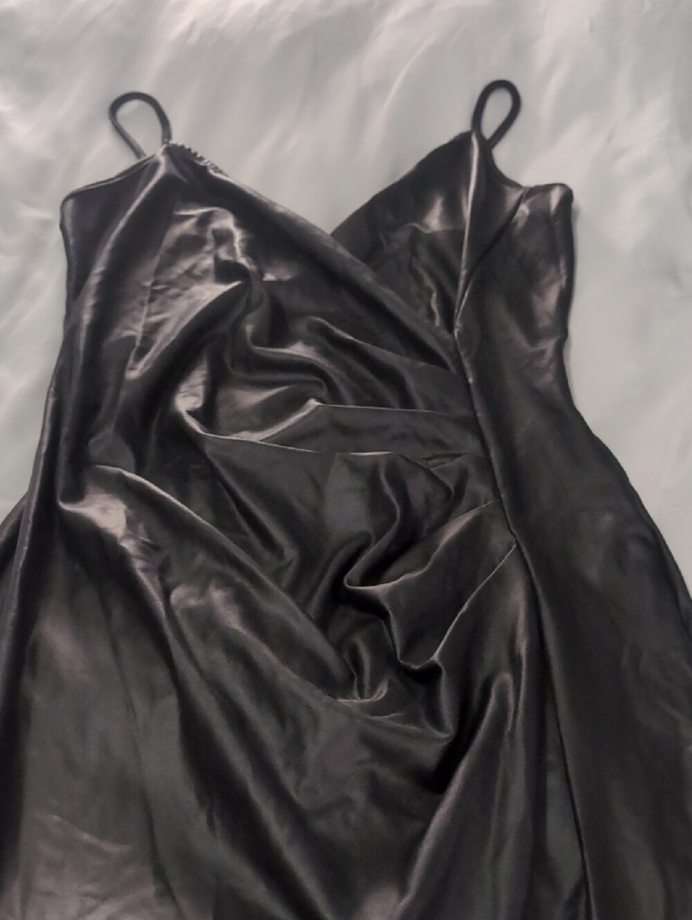 Fashion Nova Black Faux Leather Midi Slip Dress with Side Slit/XL - Picture 4 of 4